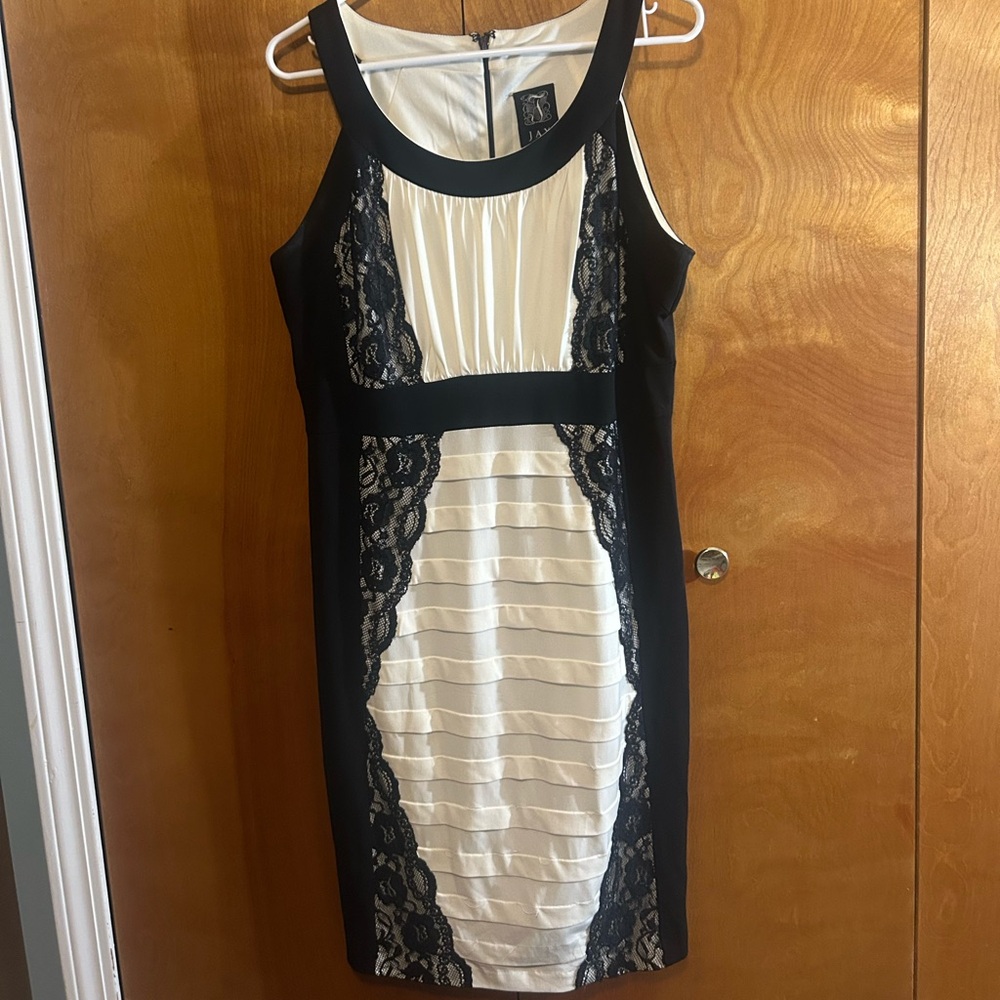Jax Black and Cream Lace Midi Dress